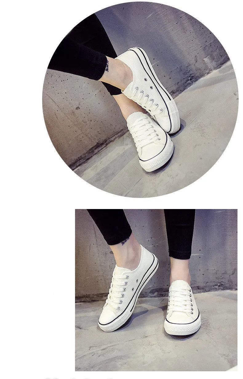 Women's solid colour casual canvas shoes in a lace-up style on a white background.