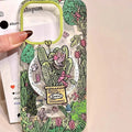 Retro oil painting jungle bird phone case with magnetic bracket for Apple iPhone in transparent frosted acrylic