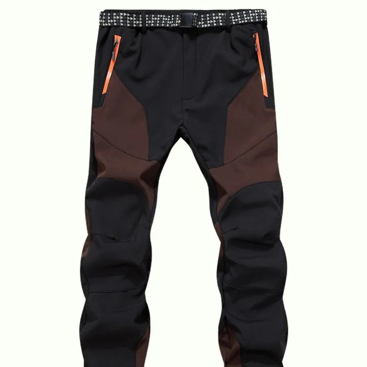 Men's outdoor breathable waterproof windproof colour-matching polyester pants in navy blue lake blue