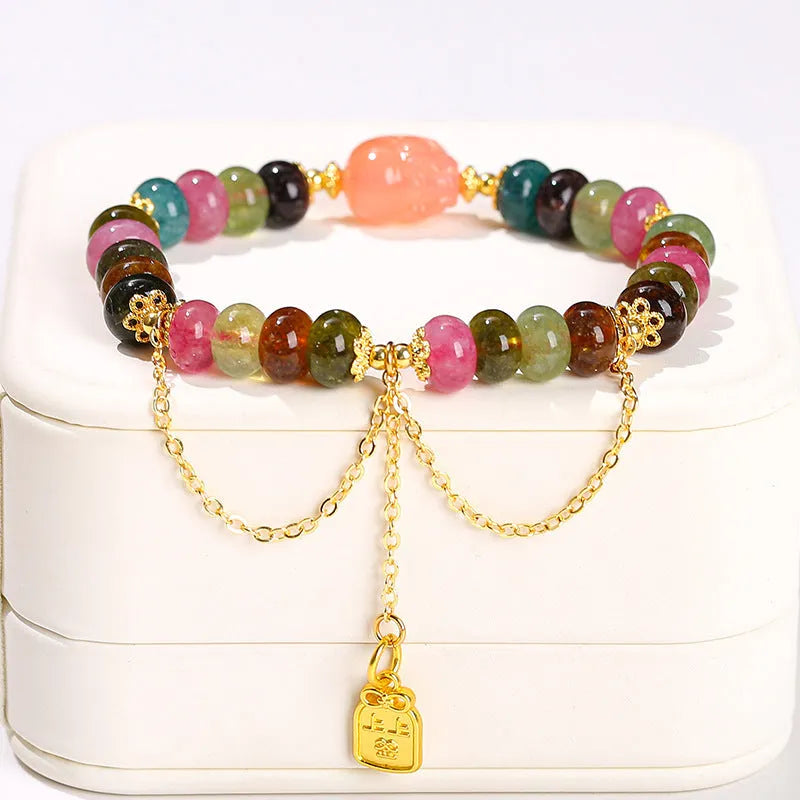 Green natural crystal jade bracelet for girls with handmade beads