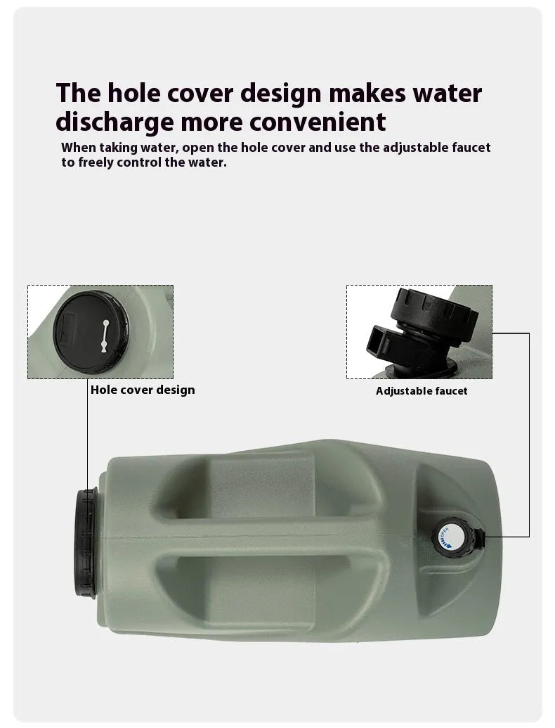 Portable water storage tank in green 18L or 13L capacity for camping and household use