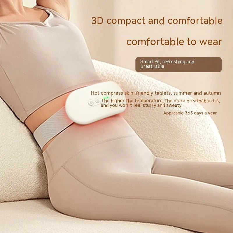 Abdominal massage instrument home waist massager belt with 3 gears and 3 temperature settings in milky white, pink or lavender purple