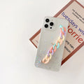 Silicone soft phone case with epoxy bracelet starry pattern for iPhone 14 and 15 series in multiple colours
