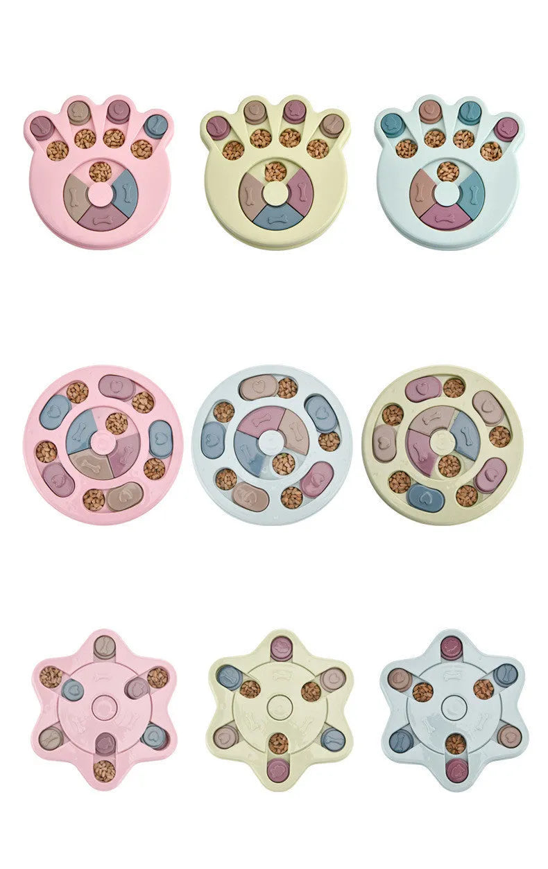 Colourful dog puzzle slow feeder toy with non-slip base and screw reinforcement for small and medium pets