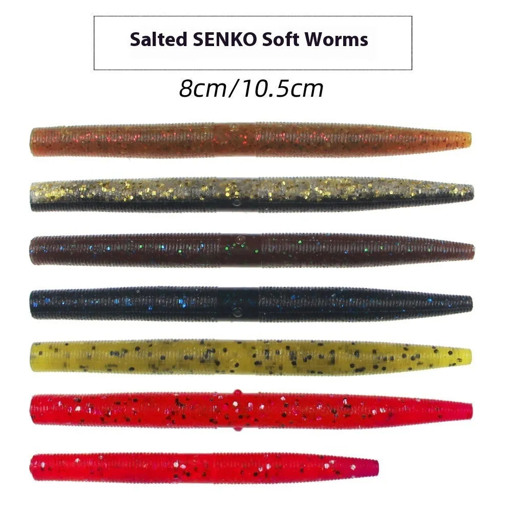 Soft worm fishing bait salted noodle profile 8cm and 10.5cm in seven colours for weever and mandarin fish