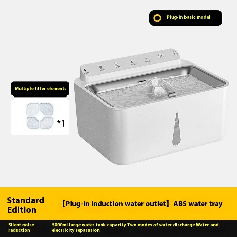 Cat water fountain with constant temperature heating and stainless steel water tray, 5L capacity