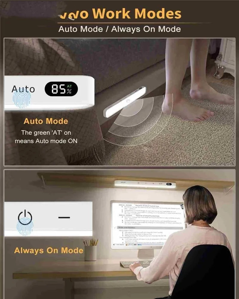 White battery-powered motion sensor cabinet light with adjustable length 1m to 5m