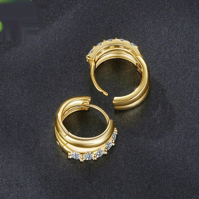 925 silver Ziyun double layer moissanite ear clip in silver finish with certificate
