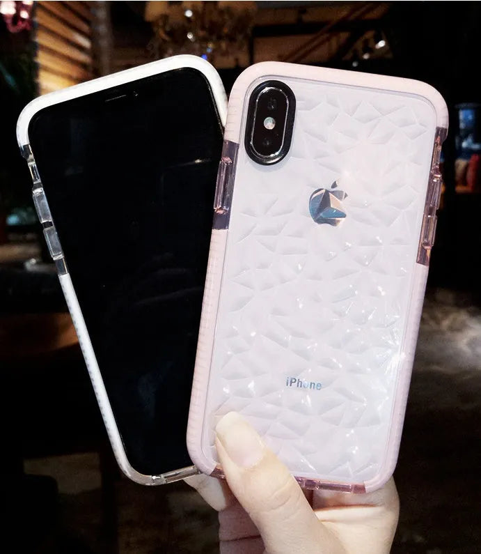 TPU iPhone case with striped pattern design showing black border option fitted to iPhone