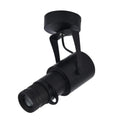 Black aluminium surface-mounted LED spotlight with open design for commercial lighting.