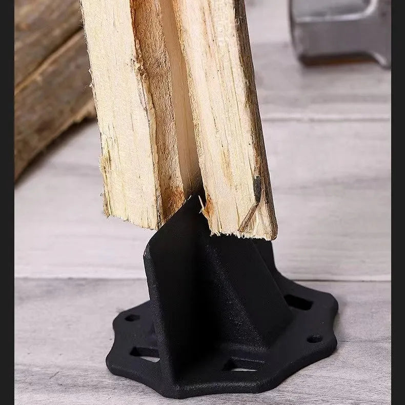 Small square cast iron wood splitting axe for portable household and outdoor use.