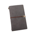 Grey cowhide rope bound A6 diary notebook open to show inner pages.