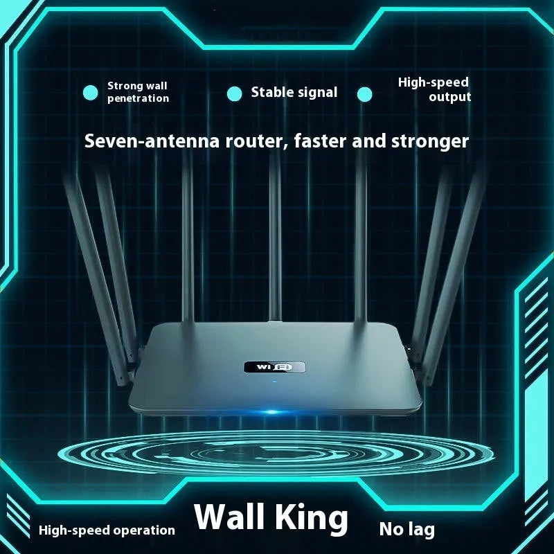 Black and white dual-frequency 5G gigabit router with multiple antennas for whole home through-wall WiFi coverage