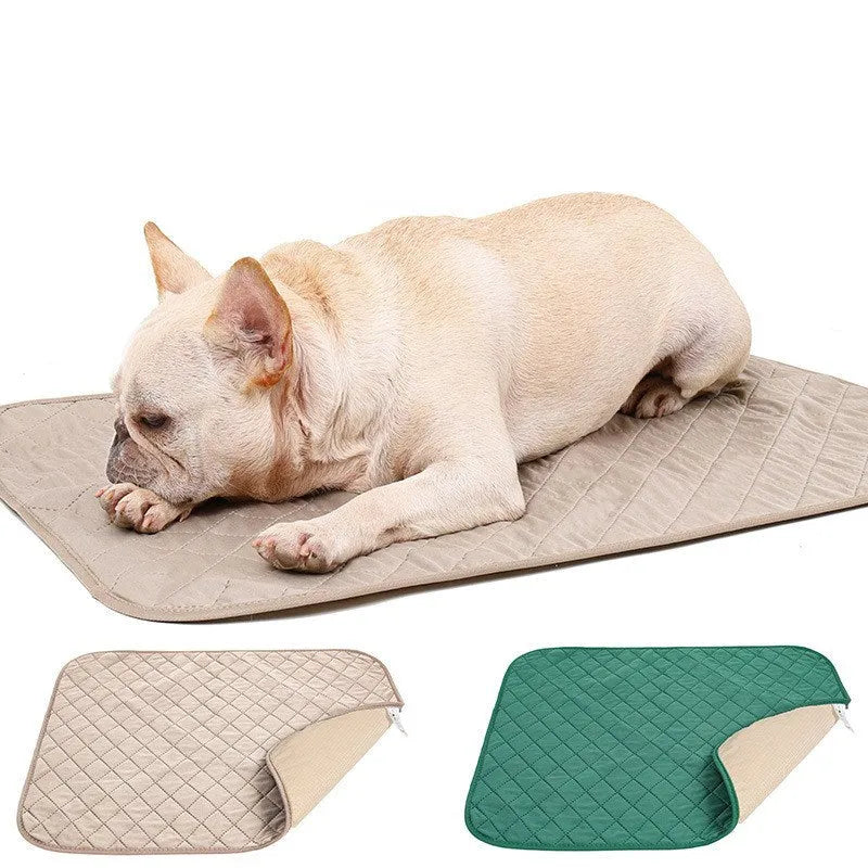 Bamboo fibre dog training pad in green or beige, moisture-proof pet mat for fixed-point training, sizes S M L.