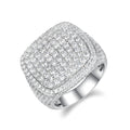 Royal square moissanite men's ring S925 silver platinum-plated on white background