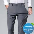 Summer ice silk thin non-ironing men's business casual pants in black, side view