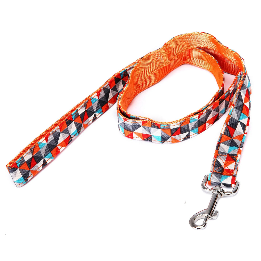 Black pet traction rope with plaid stripe design showing 120cm length