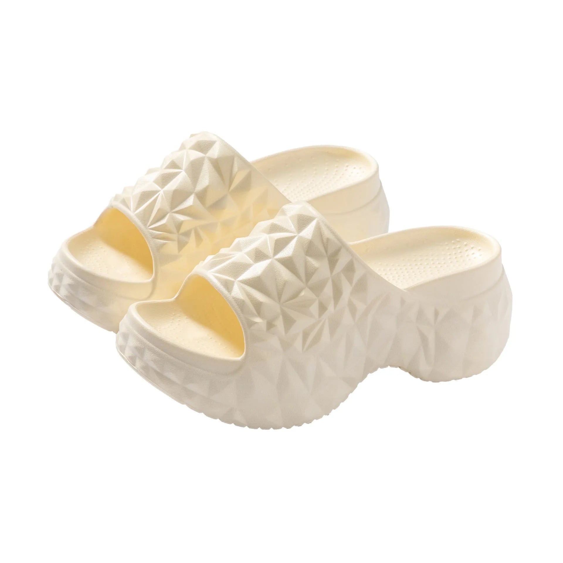 High heel EVA slippers with thick sole in black, khaki and white colour options