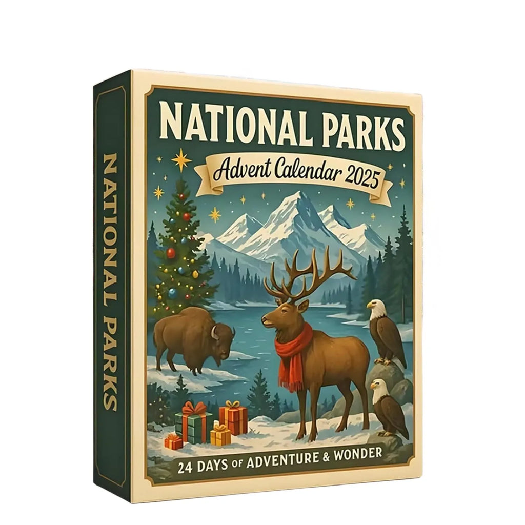 Plastic advent calendar with trekking national parks theme for 2025 Christmas countdown