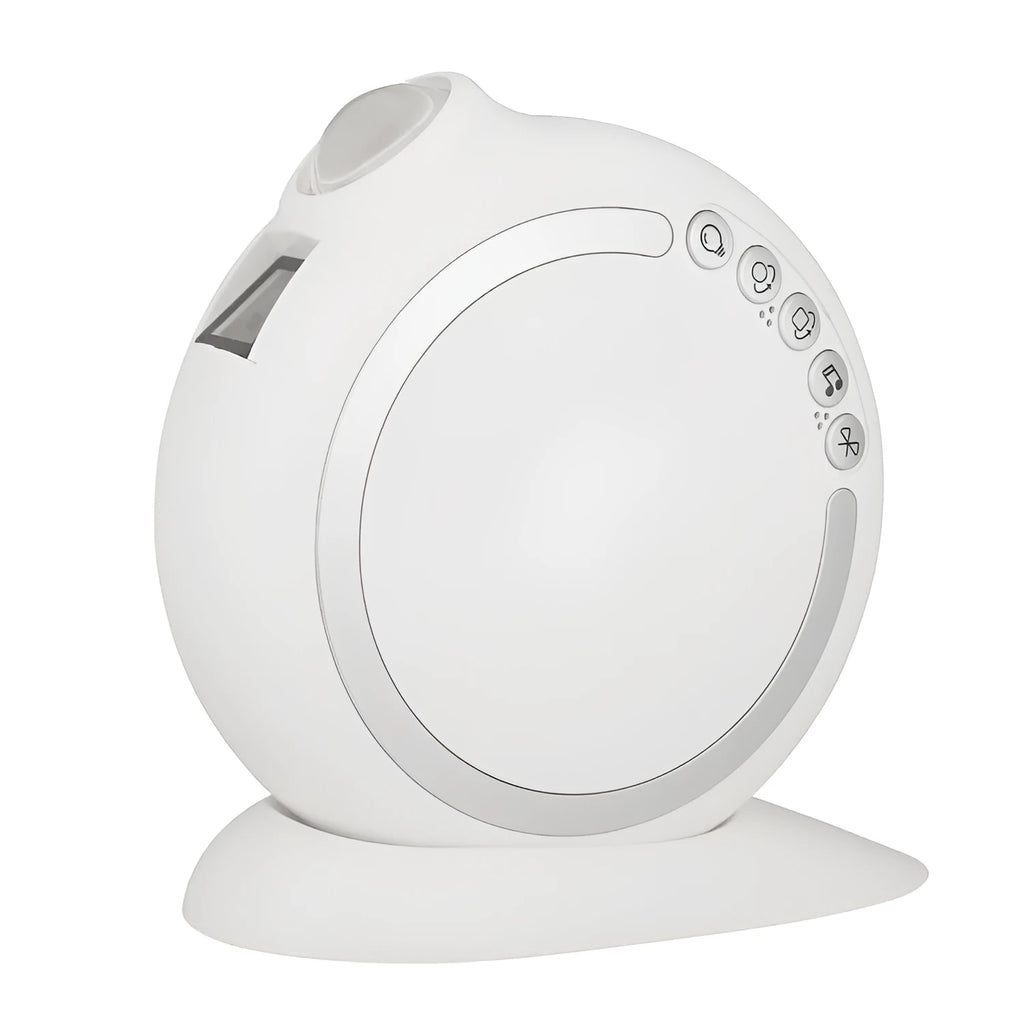 IP65 waterproof LED projection light with Bluetooth music sync, RGBW 4W, USB powered in white housing