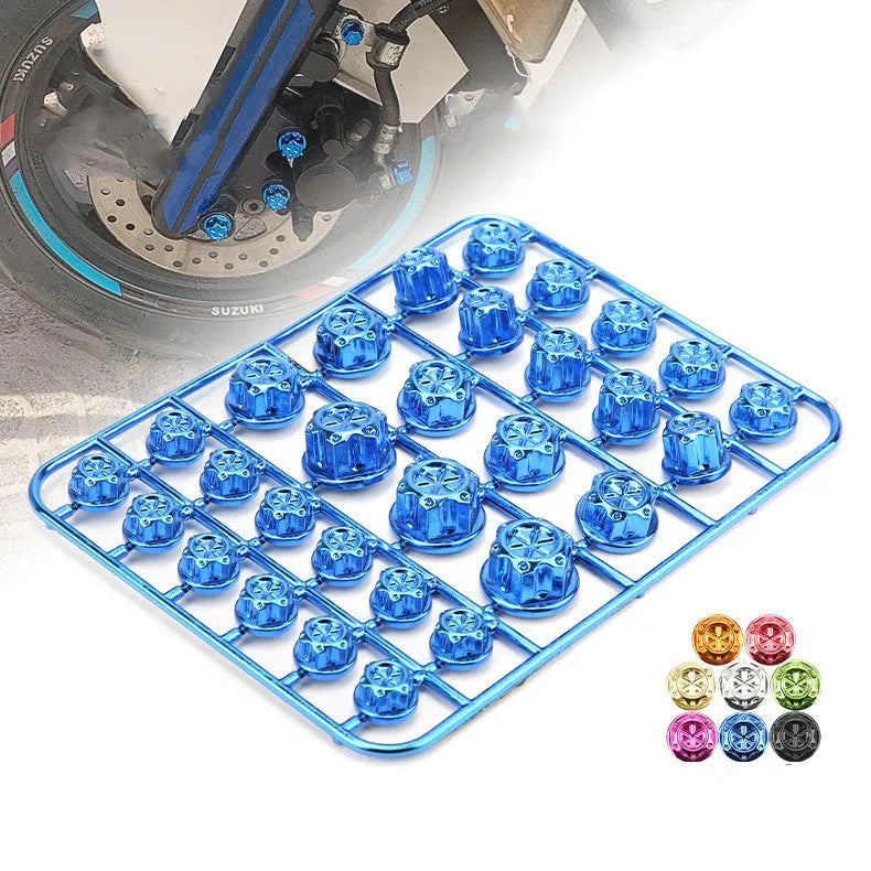 30-piece set of ABS plastic motorcycle screw caps in eight colours for engine modification