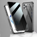 Magnetic clamshell iPhone case with double-sided tempered glass and anti-spying privacy screen in multiple colour options