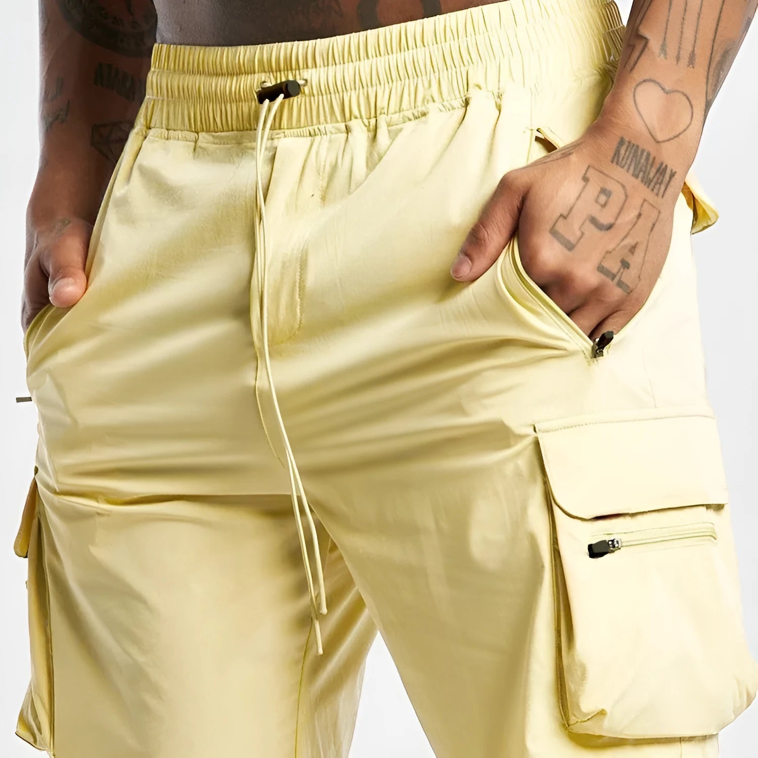 Men's black sports shorts with elastic waistband for fitness activities
