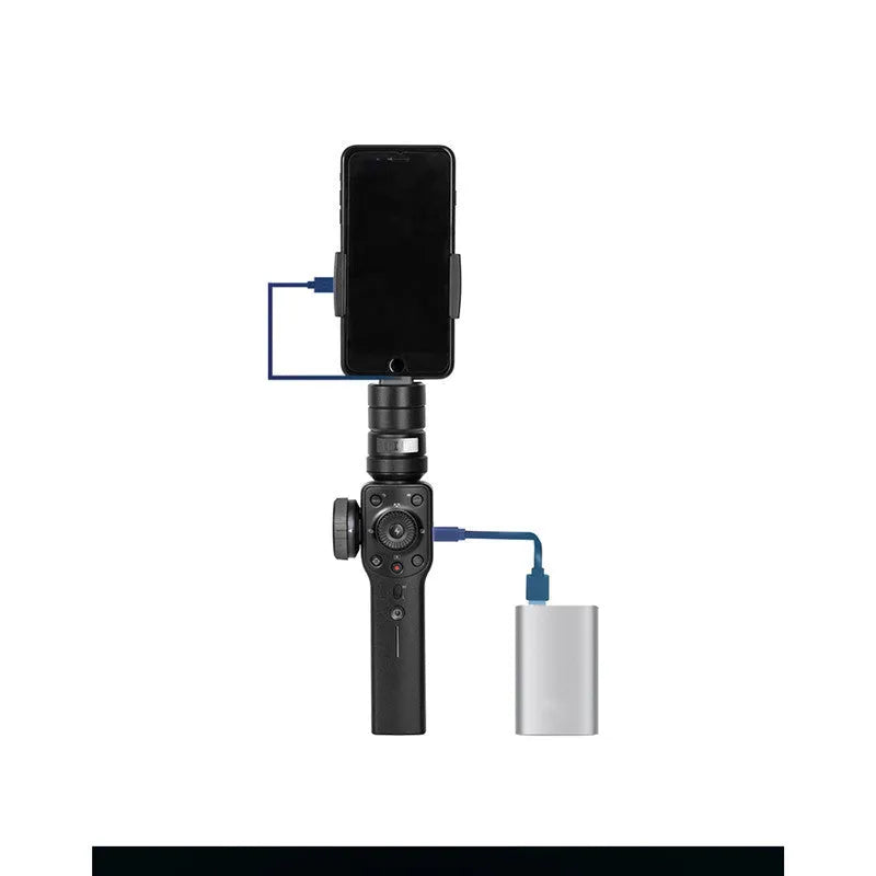 Black ABS mobile phone shooting stabilizer handheld device with 12-hour battery life