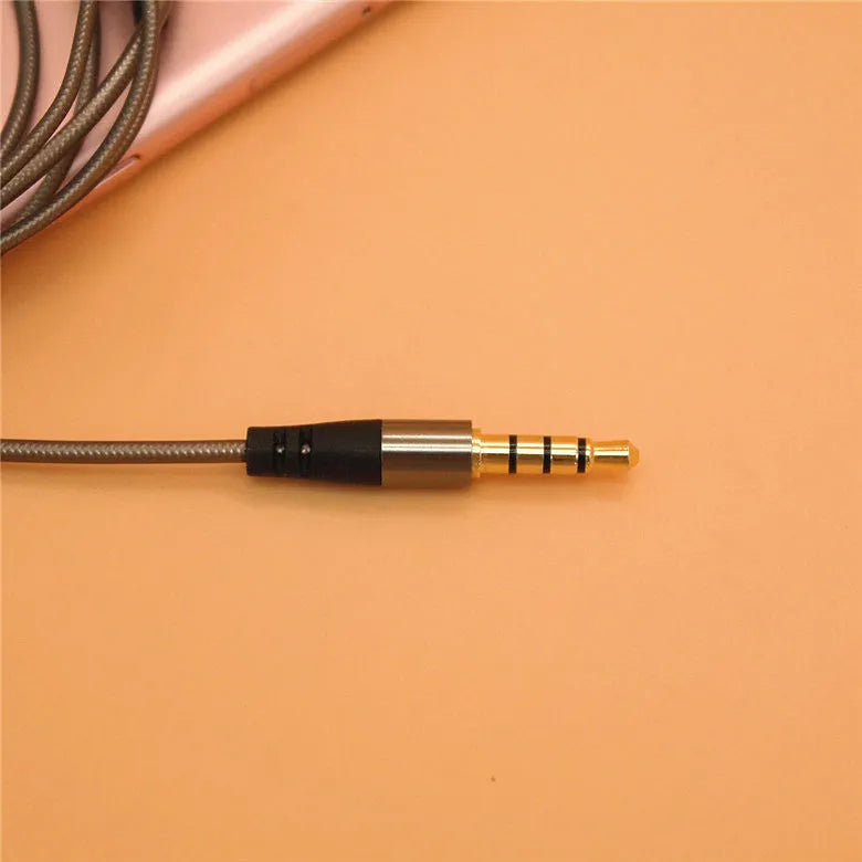 Titanium grey metal in-ear earphones with detachable aluminium foil TPE cable