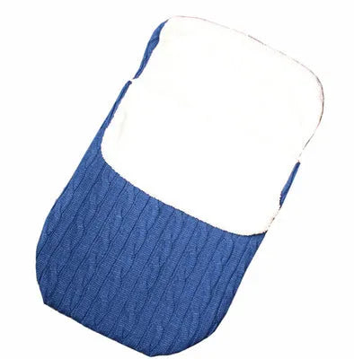 Envelope-style baby stroller sleeping bag in a plain colour, shown on a pram with lamb cashmere lining visible.