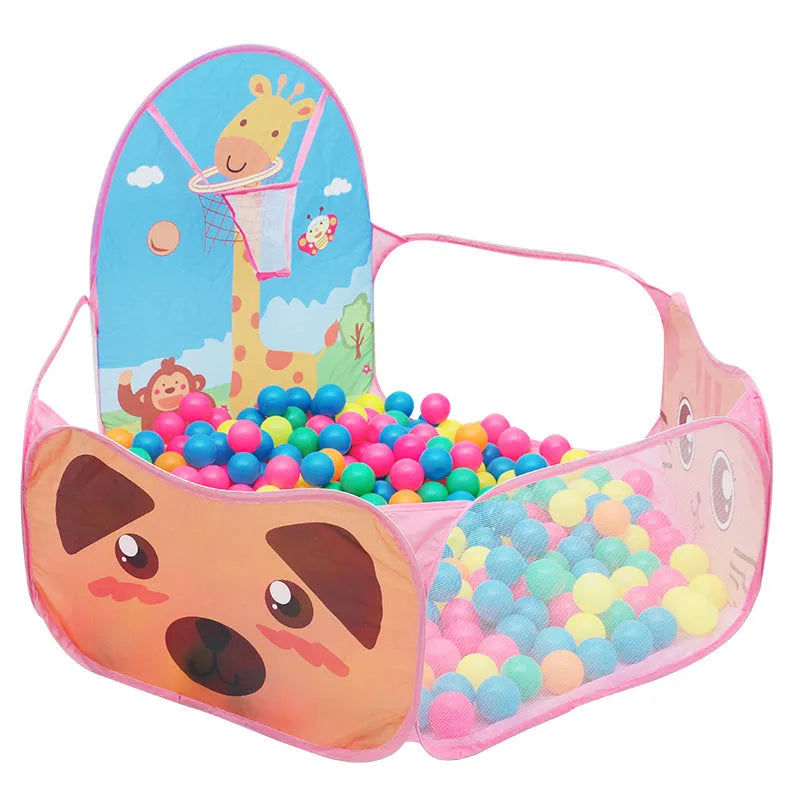 Folding children's cloth ball pit tent in blue, yellow, or pink for indoor and outdoor play