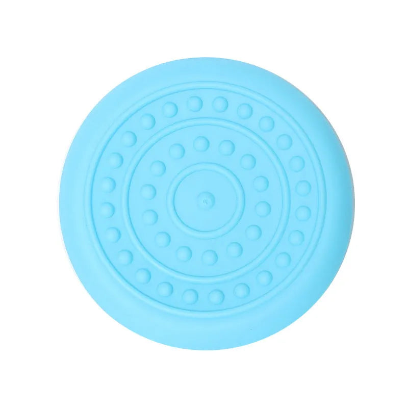 Plastic rubber disc dog toy in Green colour for outdoor fetch games with dogs