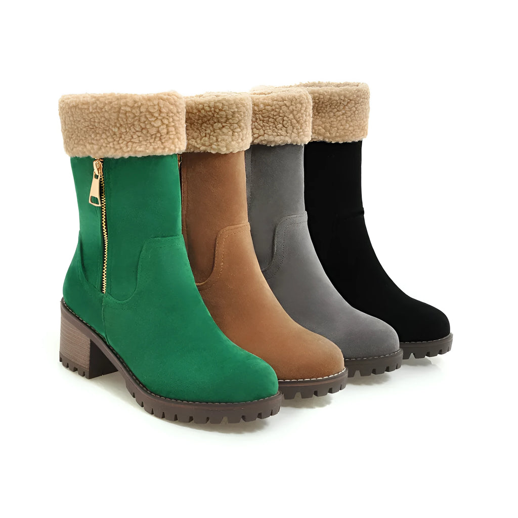 Pair of unisex winter snow boots with a rubber sole and plush lining in one of four available colours.