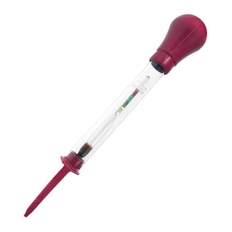 Electrohydraulic battery hydrometer with glass construction and measurement scale for electrolyte density testing