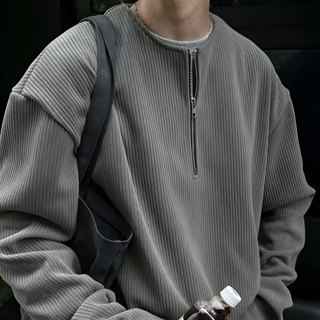 Men's solid colour early spring bottoming shirt pullover in grey, black or apricot