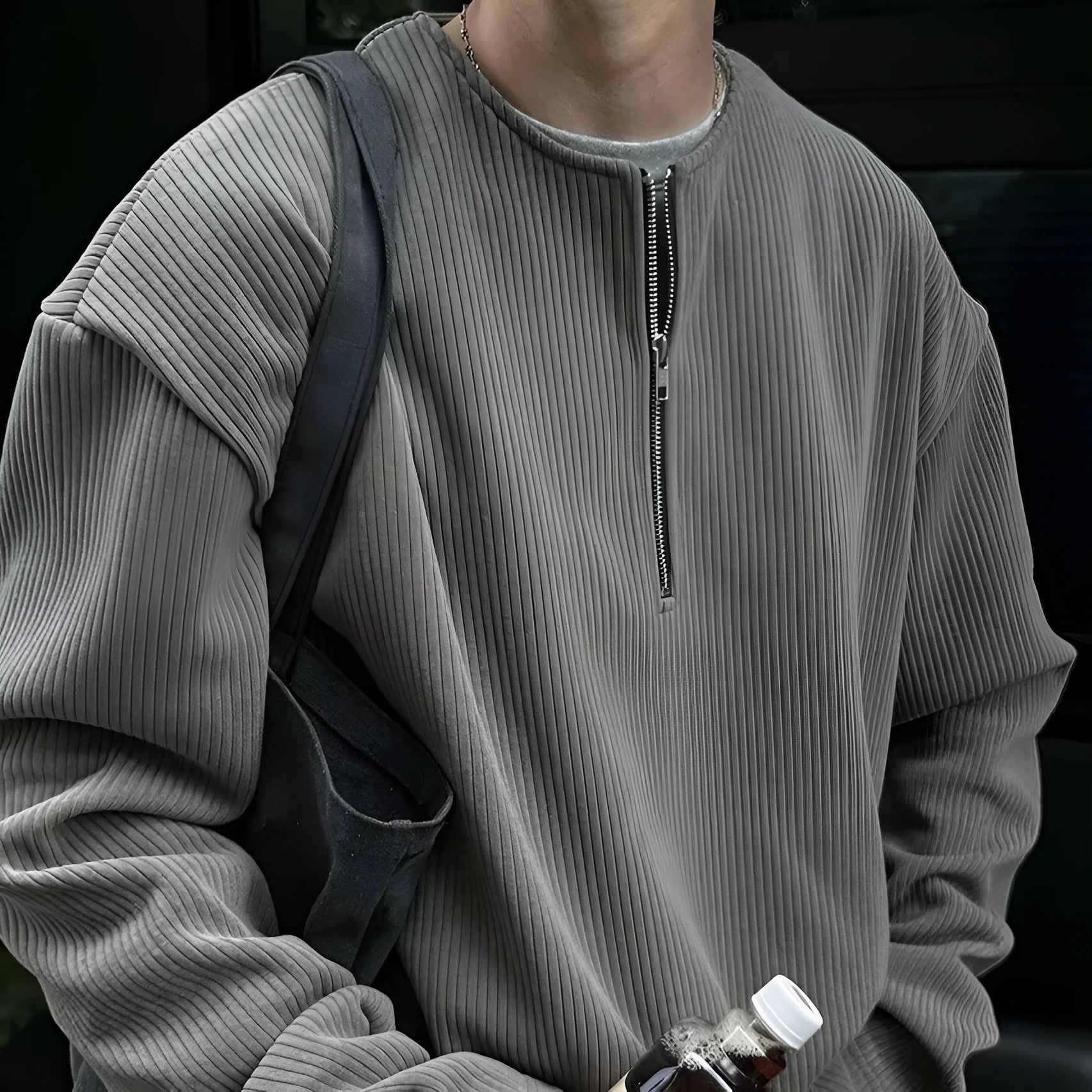 Men's solid colour early spring bottoming shirt pullover in grey, black or apricot