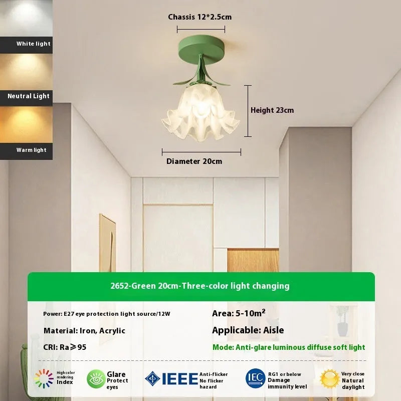 Cream Linglan Flower modern aisle corridor light with three-colour changing and dimming options