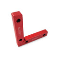Aluminium right angle positioning block for woodworking with laser-etched measuring scale.