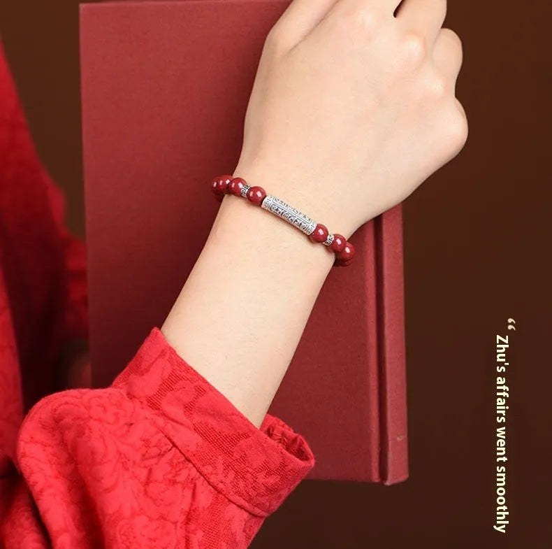 Handmade cinnabar bracelet with sandstone beads in purple gold sand or Emperor sandstone colours