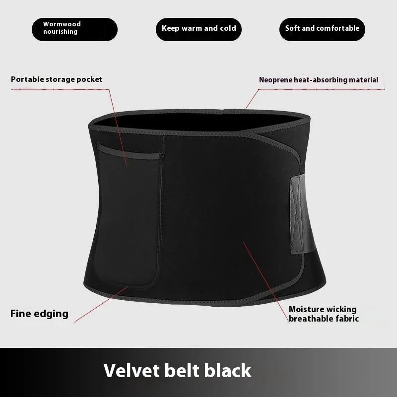 Black adjustable waist belt for yoga fitness with lumbar support