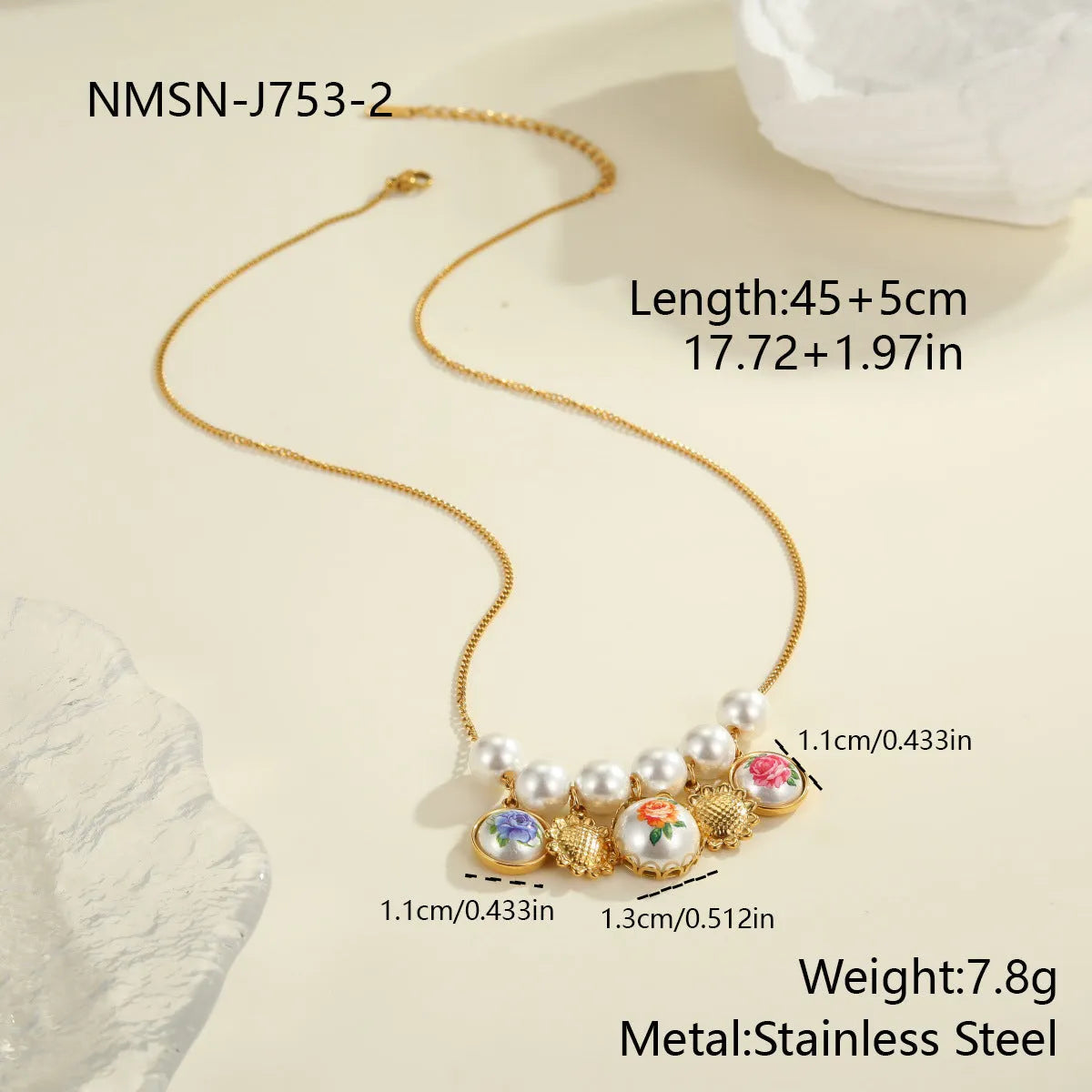 Vintage sunflower flower pendant stainless steel necklace with 18K gold electroplated finish for women