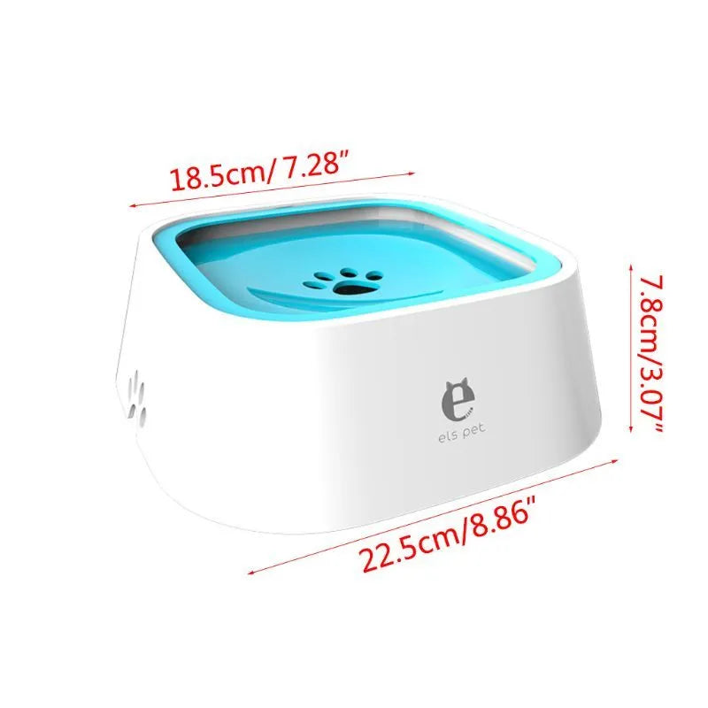 Portable dog bowl 1.5 L floating splash-proof ABS PP in white grey blue pink, 22.5 x 18.5 x 7.8 cm