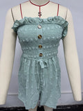 Women's solid colour off-shoulder jumpsuit in thin polyester fabric with elastic waist