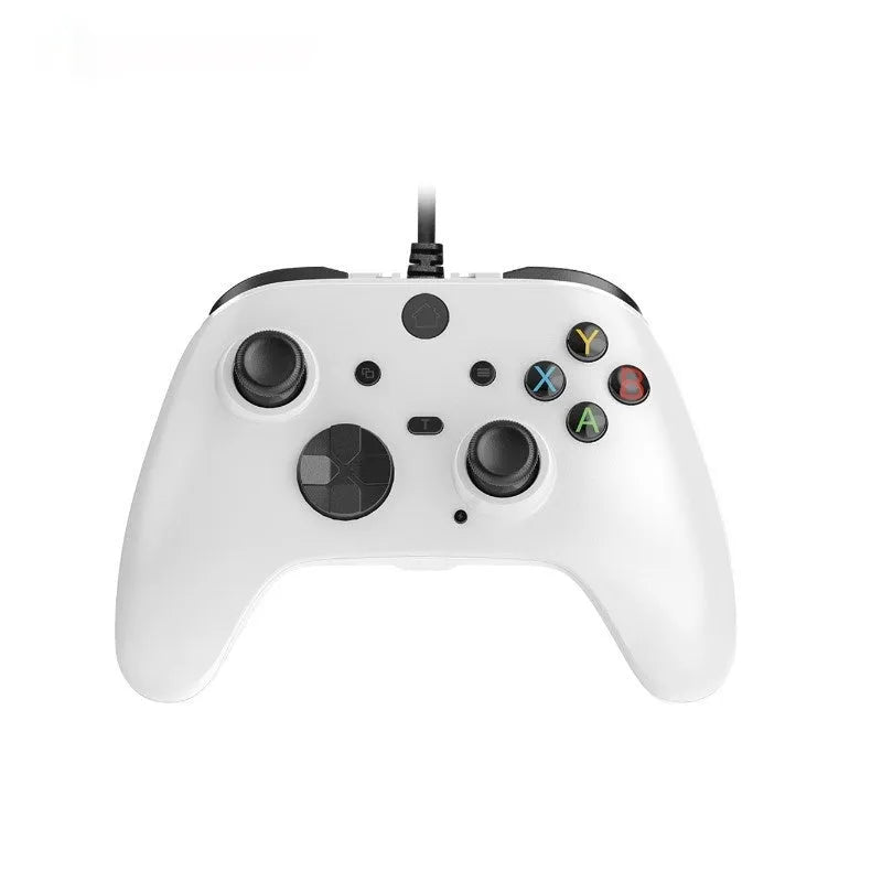 Wired game console controller handle in black with ABS construction and USB cable for PC and PS