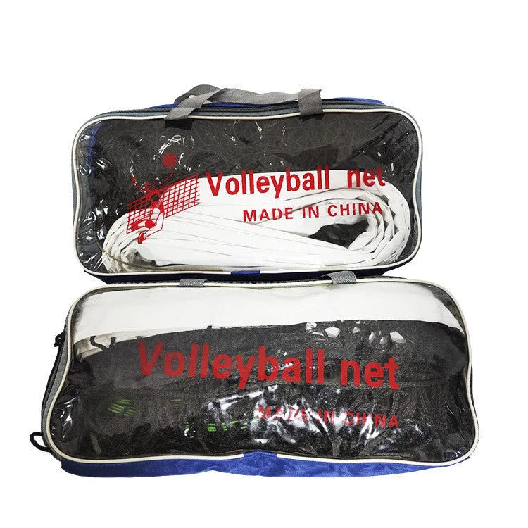 Black PE four sides standard volleyball net with rope and canvas hemming