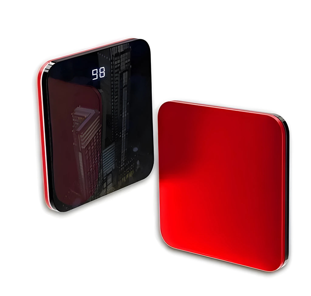 Ultra-thin mirror mini power bank 8000mAh alloy shell LCD display in black red rose gold