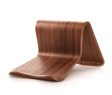 Bamboo wood lazy couch bracket tablet holder for Apple iPad and iPhone on a desktop