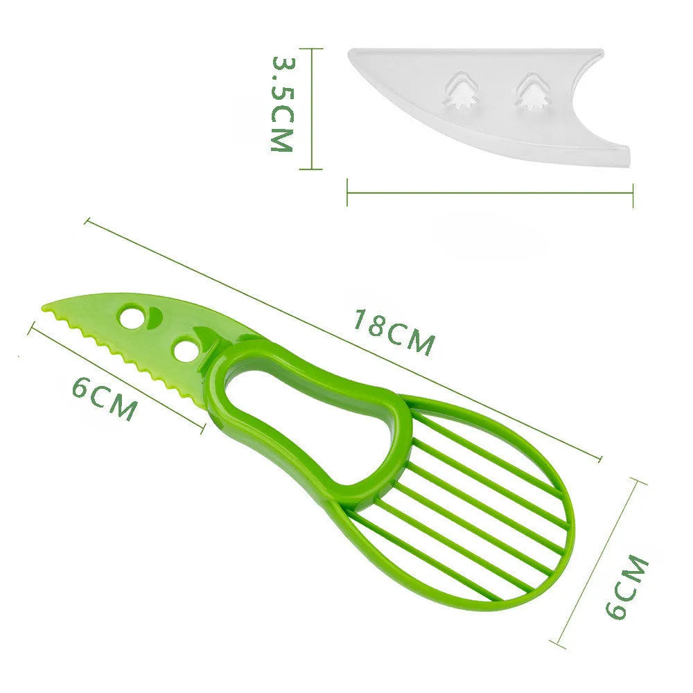 Multifunctional avocado knife in green polypropylene with modern simplicity design for peeling and slicing
