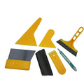 Seven-piece car film tool set with scrapers, knives, and applicators for automotive and screen protector installation.