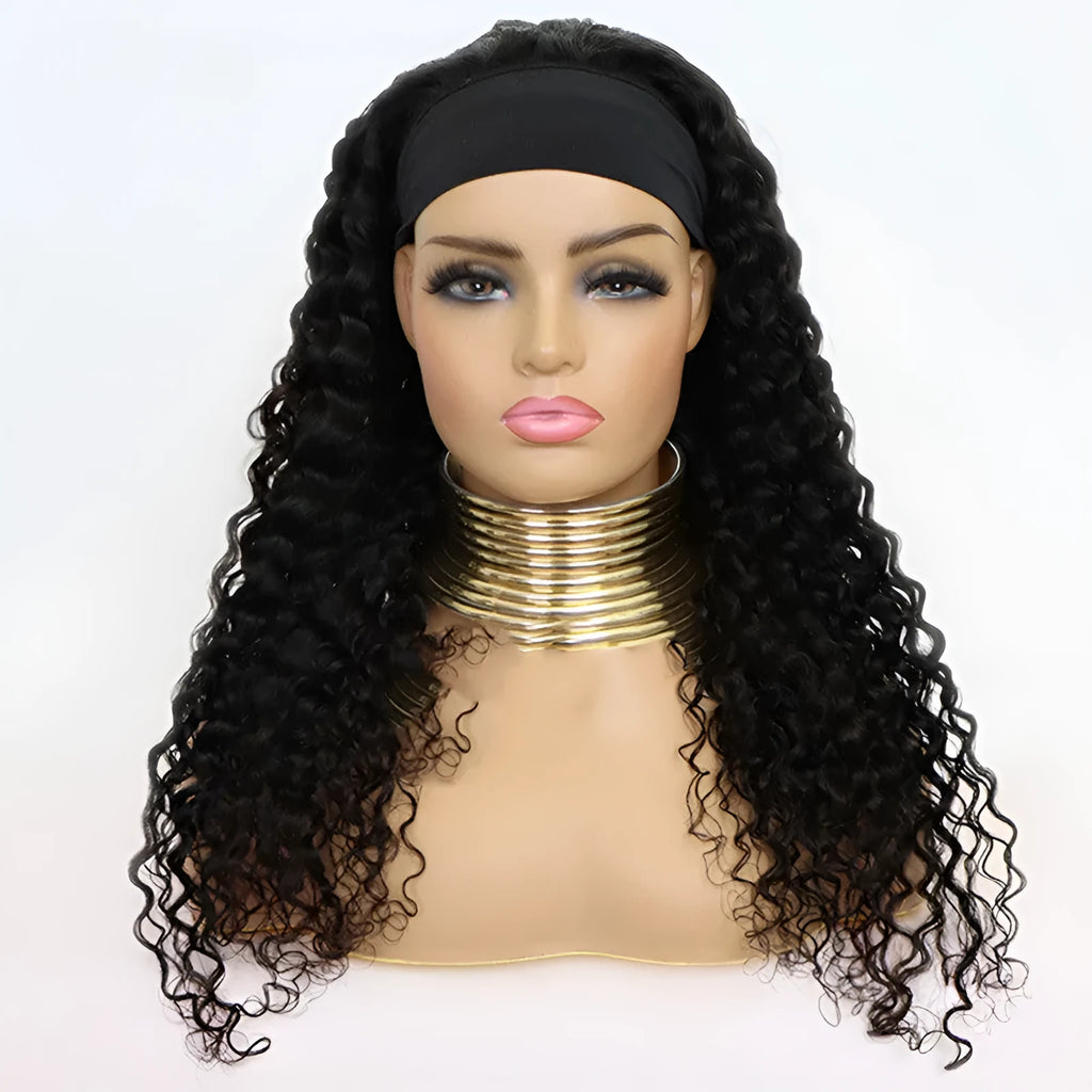 Brazilian water wave headband human hair wig in photo colour, real hair for ladies, 10 inch length
